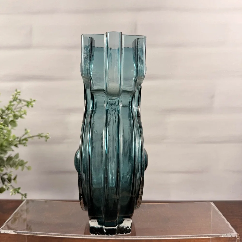 Riihimaen Lasi Helena Tynell Aitanlukko Padlock Vase Blue Glass Finland